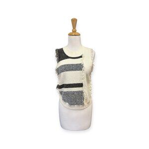 3.1 Phillip Lim Knit Fringe Tank Top Size S Small Ivory Stripe